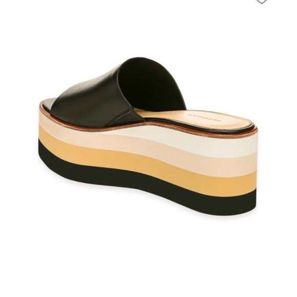 Veronica Beard Eunise Leather Wedge Platform Sandals Black Size 7 - Picture 3 of 15